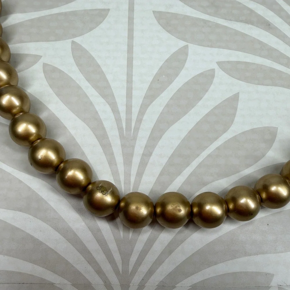 Richelieu Vintage Gold Faux Pearl Strand Necklace Choker Clasp 18 Inch 60s
